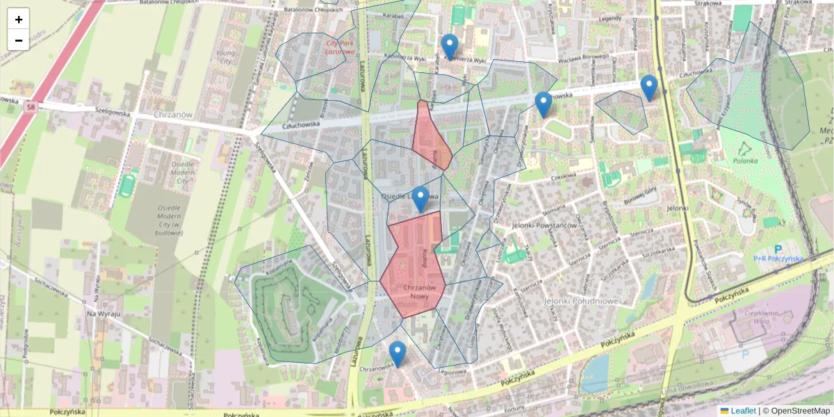 Szczegółowa mapa kodu pocztowego 01-310 z granicami, sąsiednimi kodami pocztowymi i urzędami pocztowymi