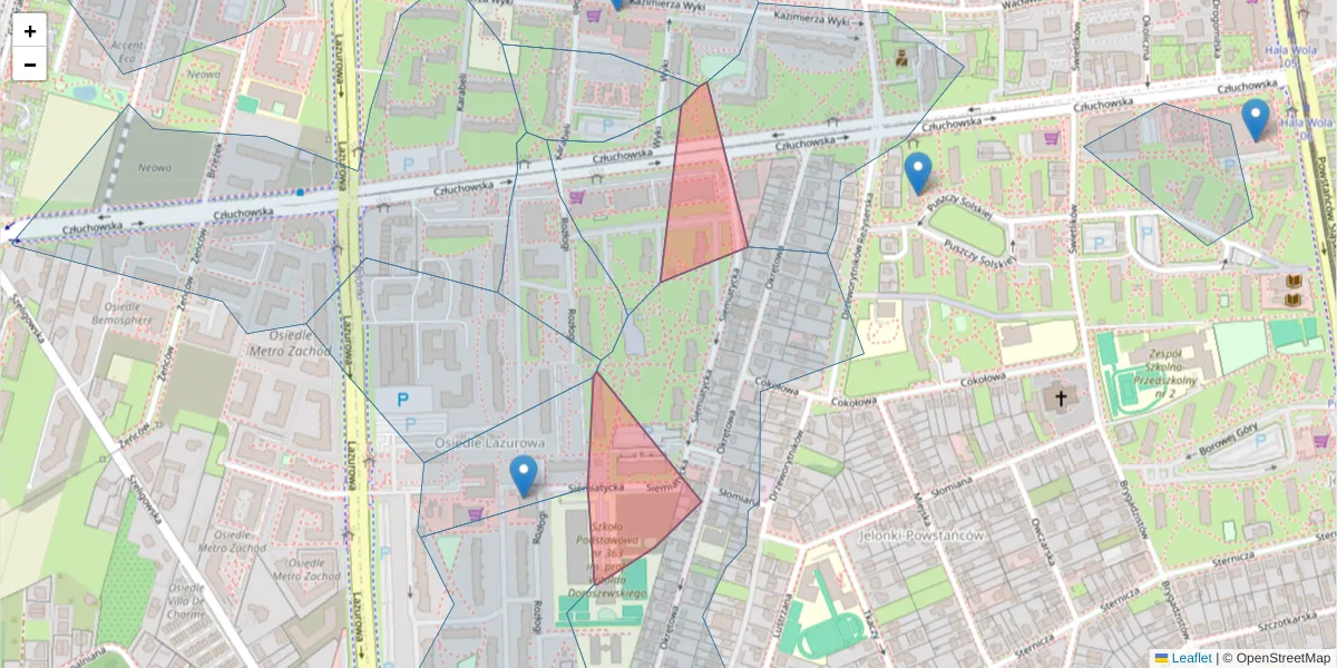 Szczegółowa mapa kodu pocztowego 01-312 z granicami, sąsiednimi kodami pocztowymi i urzędami pocztowymi