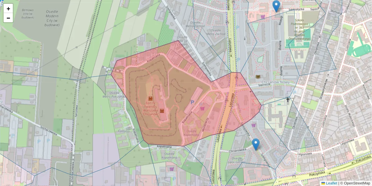 Szczegółowa mapa kodu pocztowego 01-321 z granicami, sąsiednimi kodami pocztowymi i urzędami pocztowymi