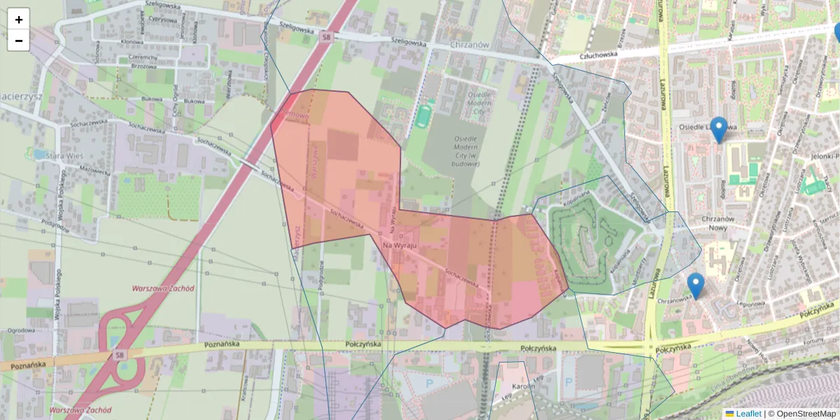 Szczegółowa mapa kodu pocztowego 01-327 z granicami, sąsiednimi kodami pocztowymi i urzędami pocztowymi