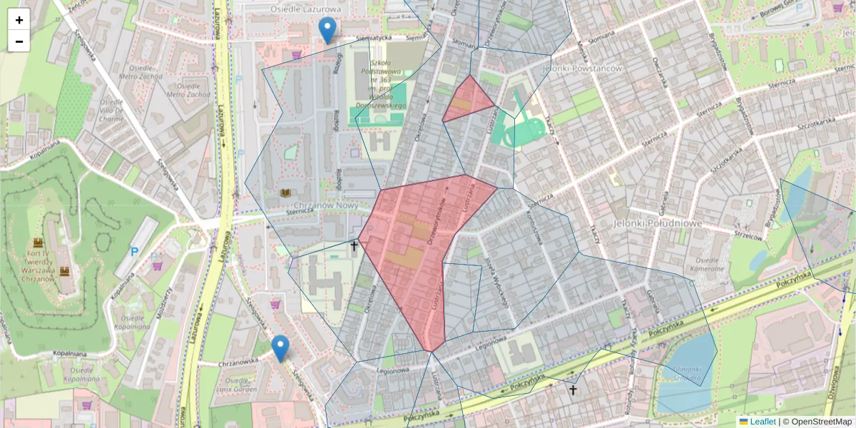 Szczegółowa mapa kodu pocztowego 01-341 z granicami, sąsiednimi kodami pocztowymi i urzędami pocztowymi