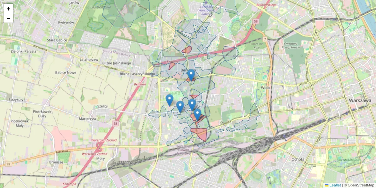 Szczegółowa mapa kodu pocztowego 01-381 z granicami, sąsiednimi kodami pocztowymi i urzędami pocztowymi