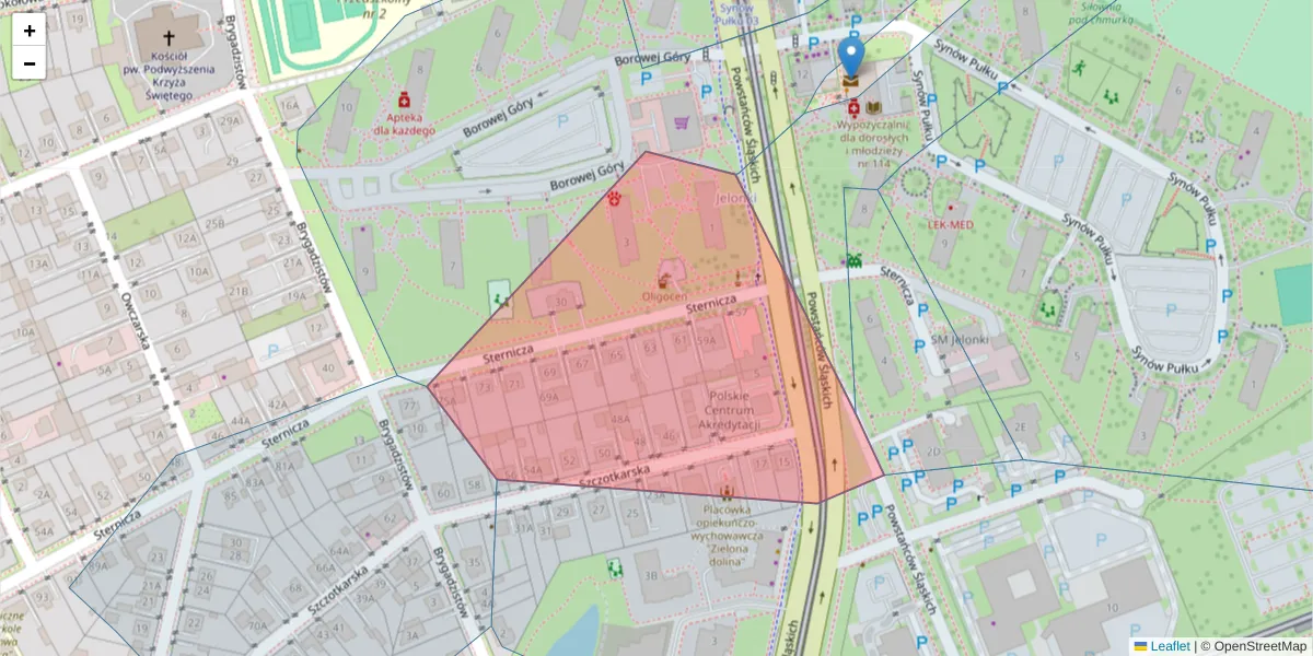 Szczegółowa mapa kodu pocztowego 01-383 z granicami, sąsiednimi kodami pocztowymi i urzędami pocztowymi
