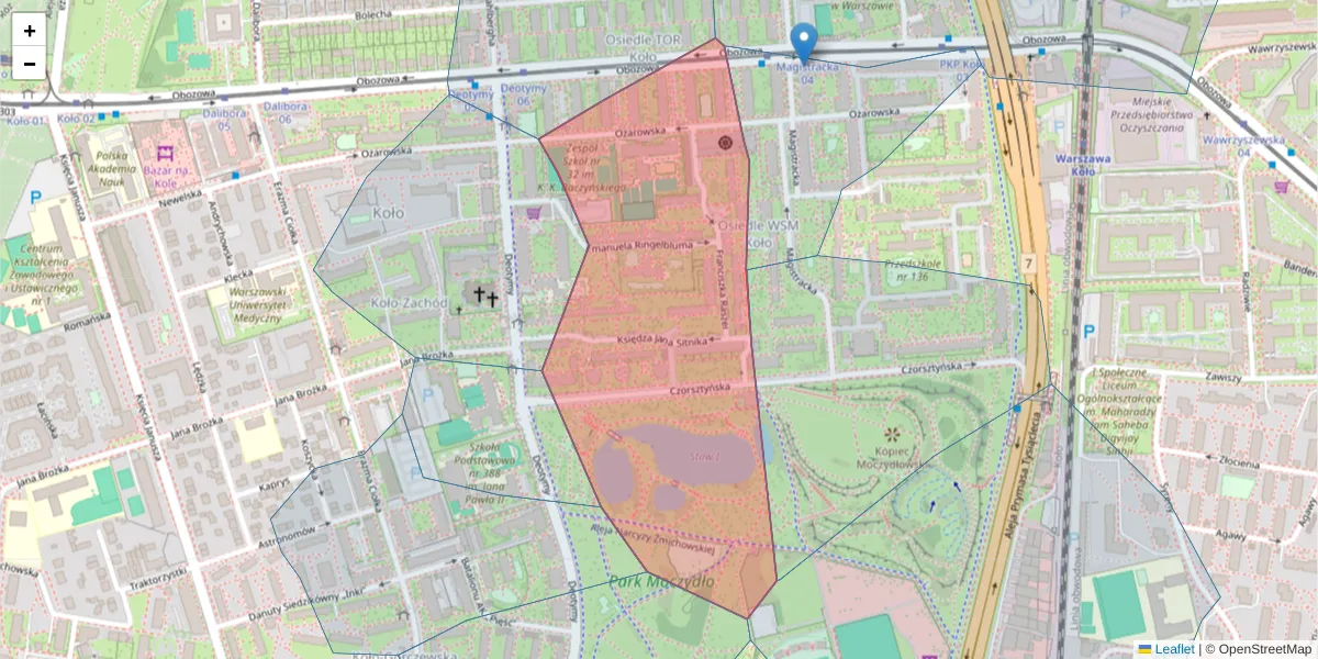 Szczegółowa mapa kodu pocztowego 01-410 z granicami, sąsiednimi kodami pocztowymi i urzędami pocztowymi