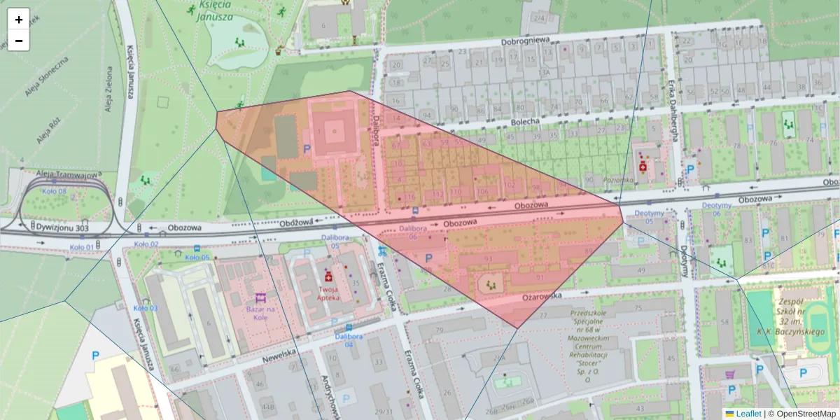 Szczegółowa mapa kodu pocztowego 01-434 z granicami, sąsiednimi kodami pocztowymi i urzędami pocztowymi