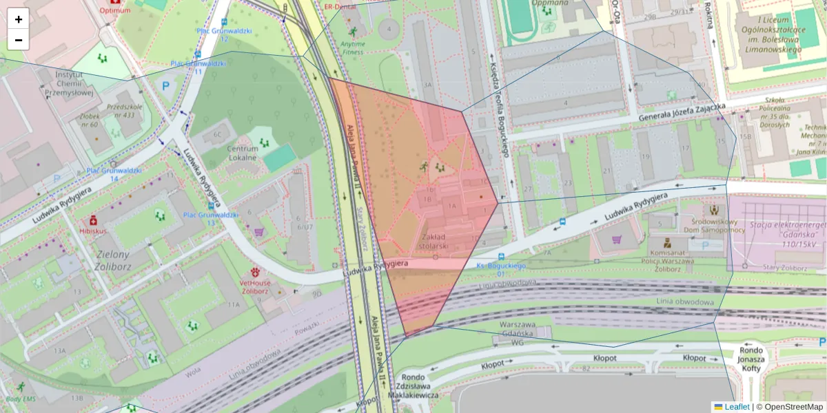 Szczegółowa mapa kodu pocztowego 01-508 z granicami, sąsiednimi kodami pocztowymi i urzędami pocztowymi