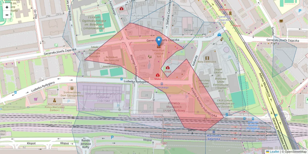Szczegółowa mapa kodu pocztowego 01-510 z granicami, sąsiednimi kodami pocztowymi i urzędami pocztowymi