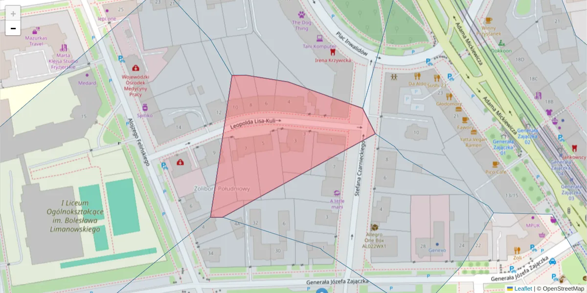 Szczegółowa mapa kodu pocztowego 01-512 z granicami, sąsiednimi kodami pocztowymi i urzędami pocztowymi