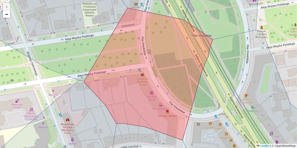 Szczegółowa mapa kodu pocztowego 01-514 z granicami, sąsiednimi kodami pocztowymi i urzędami pocztowymi