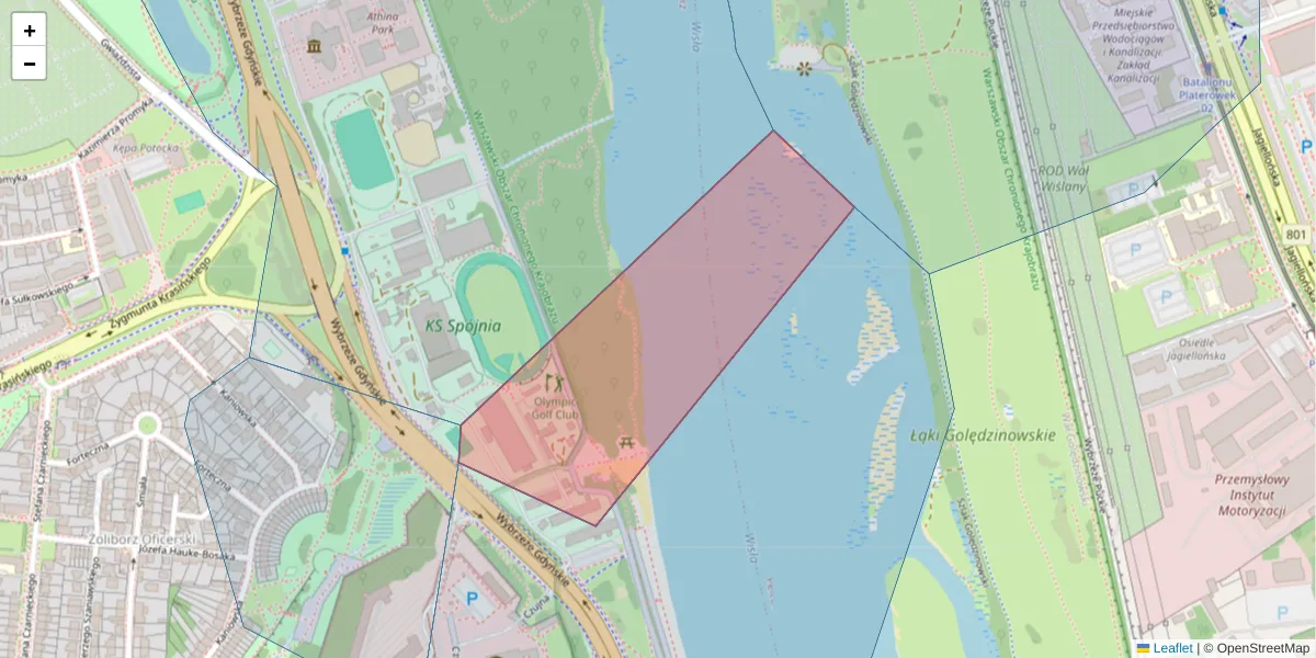 Szczegółowa mapa kodu pocztowego 01-532 z granicami, sąsiednimi kodami pocztowymi i urzędami pocztowymi