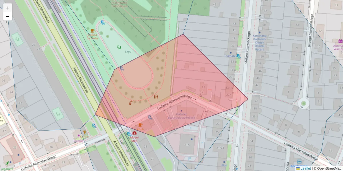 Szczegółowa mapa kodu pocztowego 01-549 z granicami, sąsiednimi kodami pocztowymi i urzędami pocztowymi