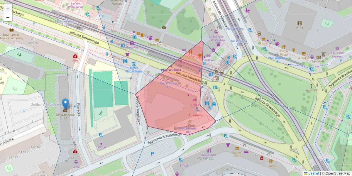 Szczegółowa mapa kodu pocztowego 01-560 z granicami, sąsiednimi kodami pocztowymi i urzędami pocztowymi