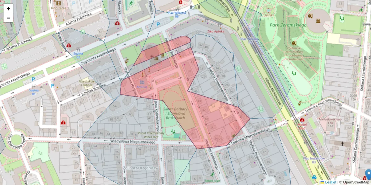 Szczegółowa mapa kodu pocztowego 01-563 z granicami, sąsiednimi kodami pocztowymi i urzędami pocztowymi
