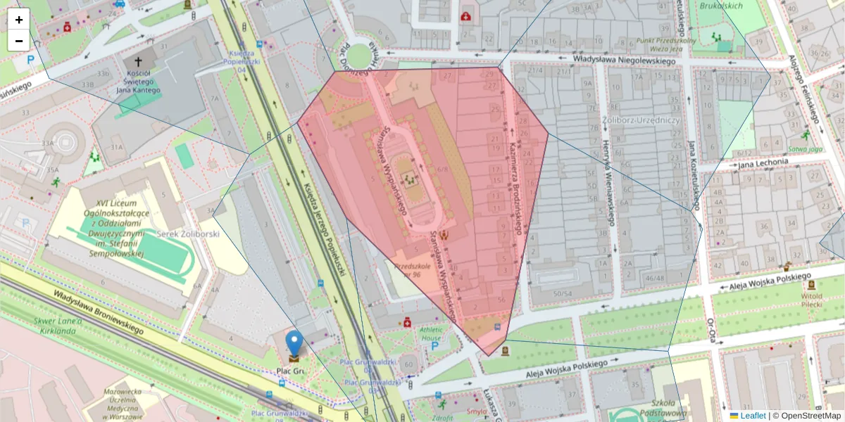 Szczegółowa mapa kodu pocztowego 01-577 z granicami, sąsiednimi kodami pocztowymi i urzędami pocztowymi