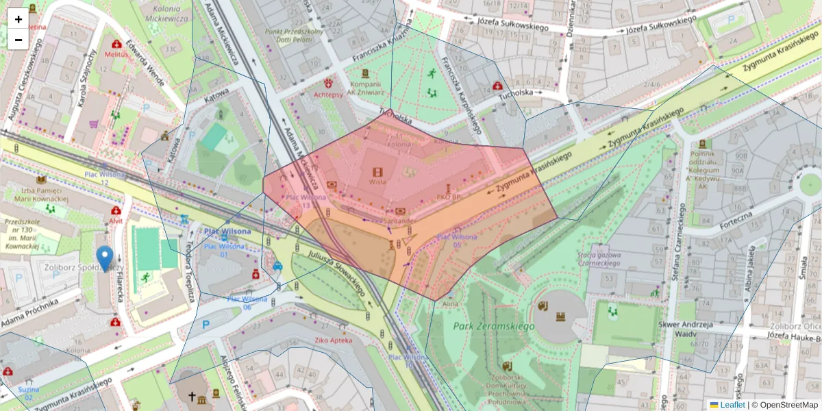 Szczegółowa mapa kodu pocztowego 01-615 z granicami, sąsiednimi kodami pocztowymi i urzędami pocztowymi