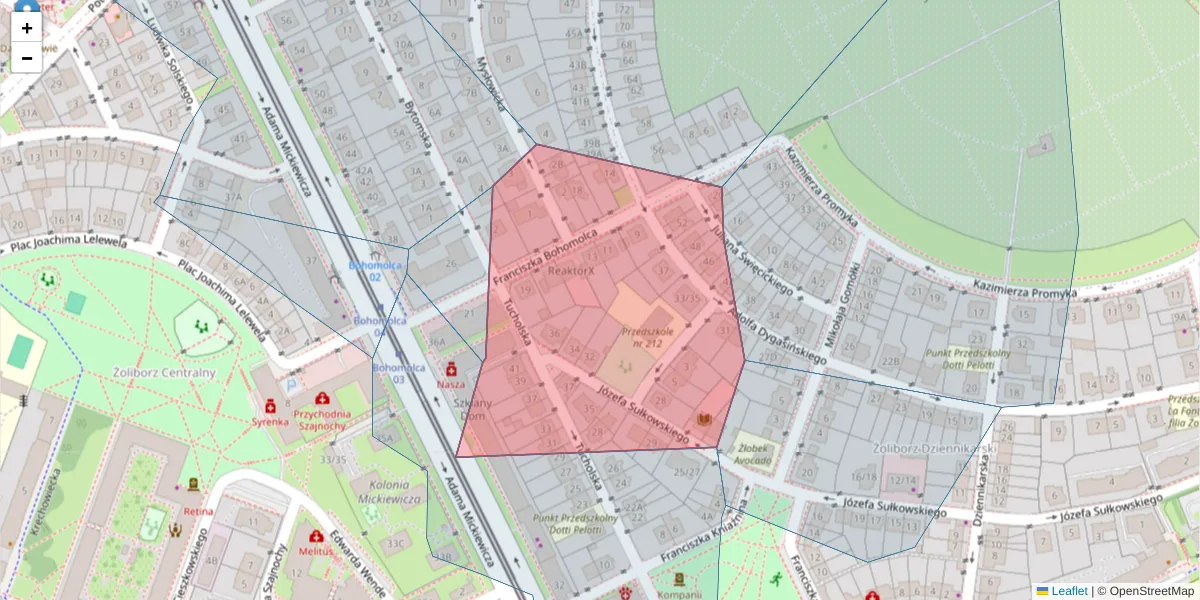 Szczegółowa mapa kodu pocztowego 01-618 z granicami, sąsiednimi kodami pocztowymi i urzędami pocztowymi