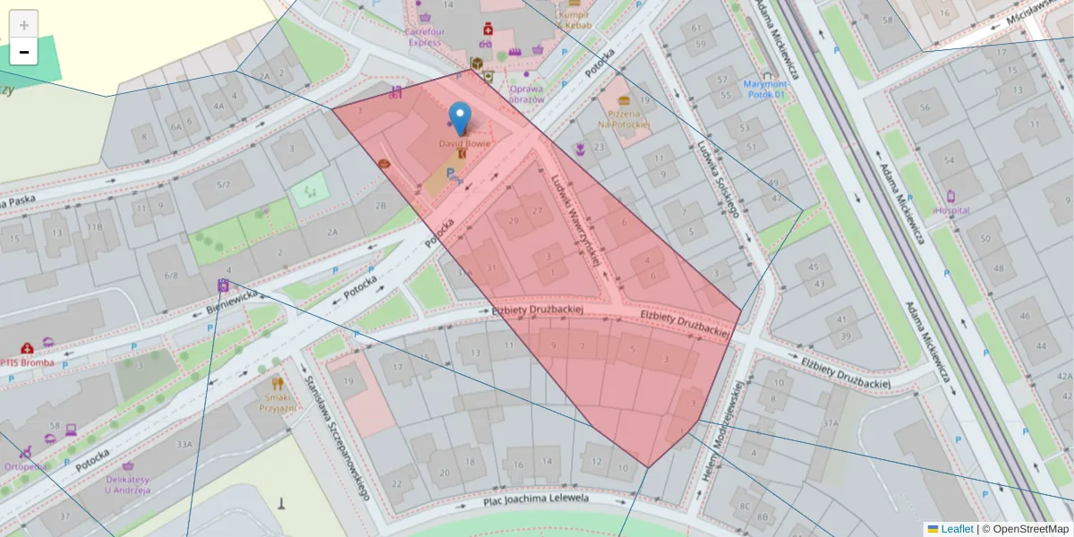 Szczegółowa mapa kodu pocztowego 01-628 z granicami, sąsiednimi kodami pocztowymi i urzędami pocztowymi
