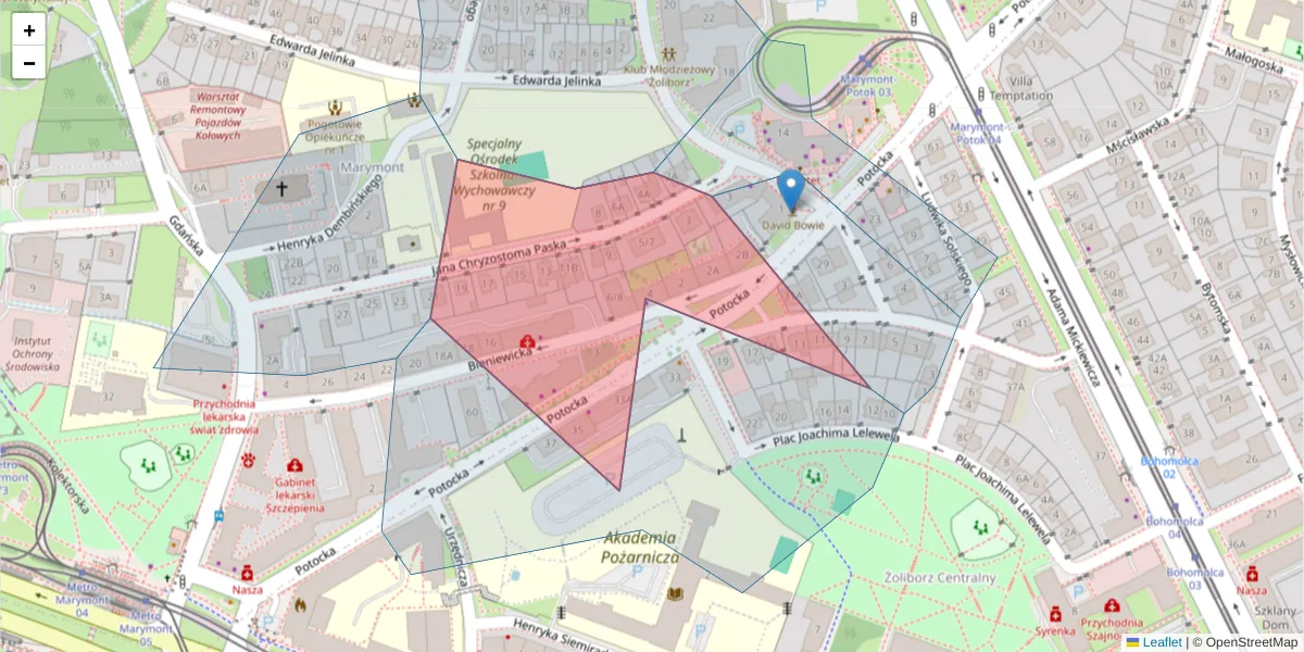 Szczegółowa mapa kodu pocztowego 01-632 z granicami, sąsiednimi kodami pocztowymi i urzędami pocztowymi