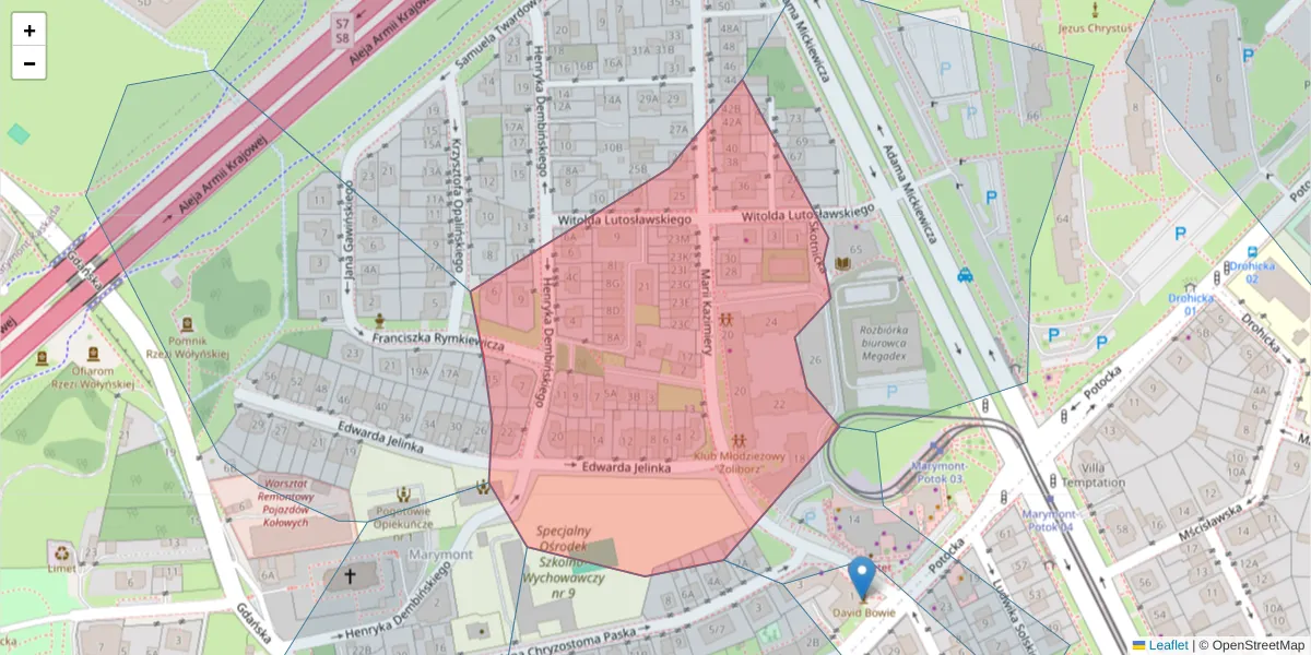 Szczegółowa mapa kodu pocztowego 01-641 z granicami, sąsiednimi kodami pocztowymi i urzędami pocztowymi