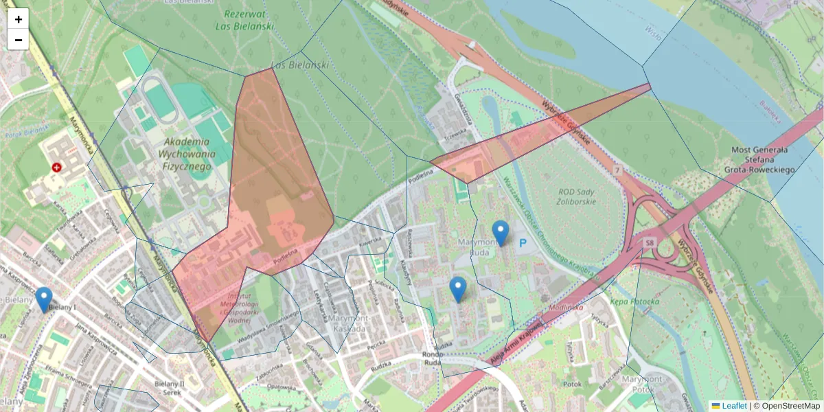Szczegółowa mapa kodu pocztowego 01-673 z granicami, sąsiednimi kodami pocztowymi i urzędami pocztowymi