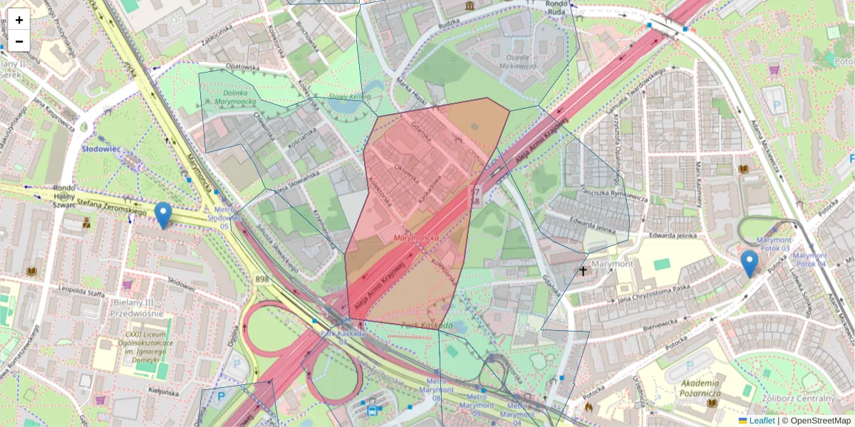 Szczegółowa mapa kodu pocztowego 01-694 z granicami, sąsiednimi kodami pocztowymi i urzędami pocztowymi