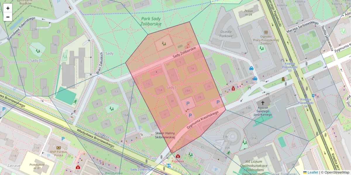 Szczegółowa mapa kodu pocztowego 01-769 z granicami, sąsiednimi kodami pocztowymi i urzędami pocztowymi