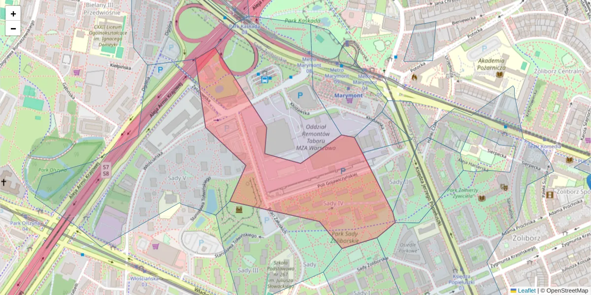 Szczegółowa mapa kodu pocztowego 01-773 z granicami, sąsiednimi kodami pocztowymi i urzędami pocztowymi