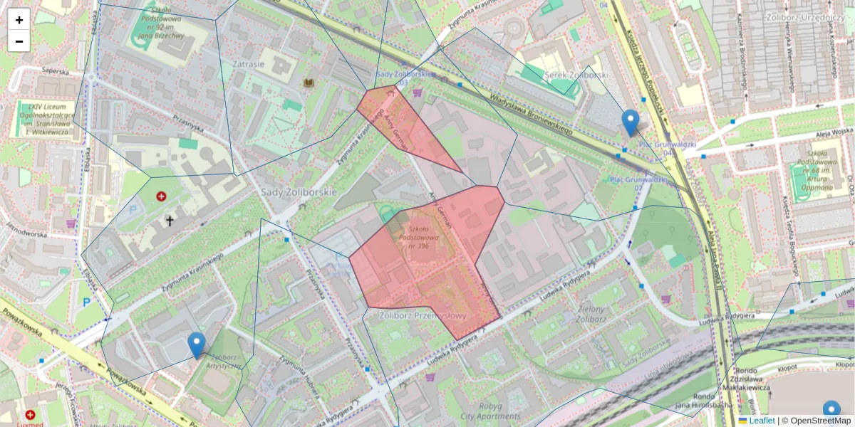 Szczegółowa mapa kodu pocztowego 01-794 z granicami, sąsiednimi kodami pocztowymi i urzędami pocztowymi