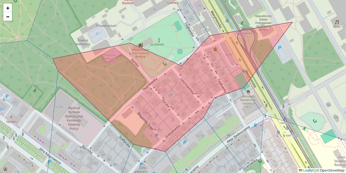 Szczegółowa mapa kodu pocztowego 01-810 z granicami, sąsiednimi kodami pocztowymi i urzędami pocztowymi