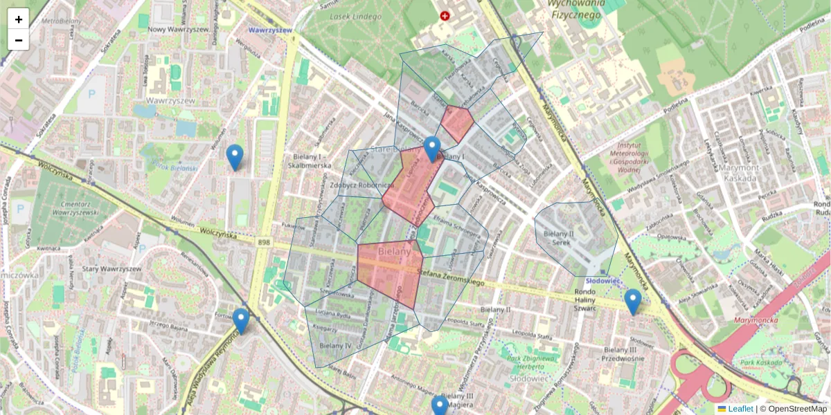 Szczegółowa mapa kodu pocztowego 01-829 z granicami, sąsiednimi kodami pocztowymi i urzędami pocztowymi