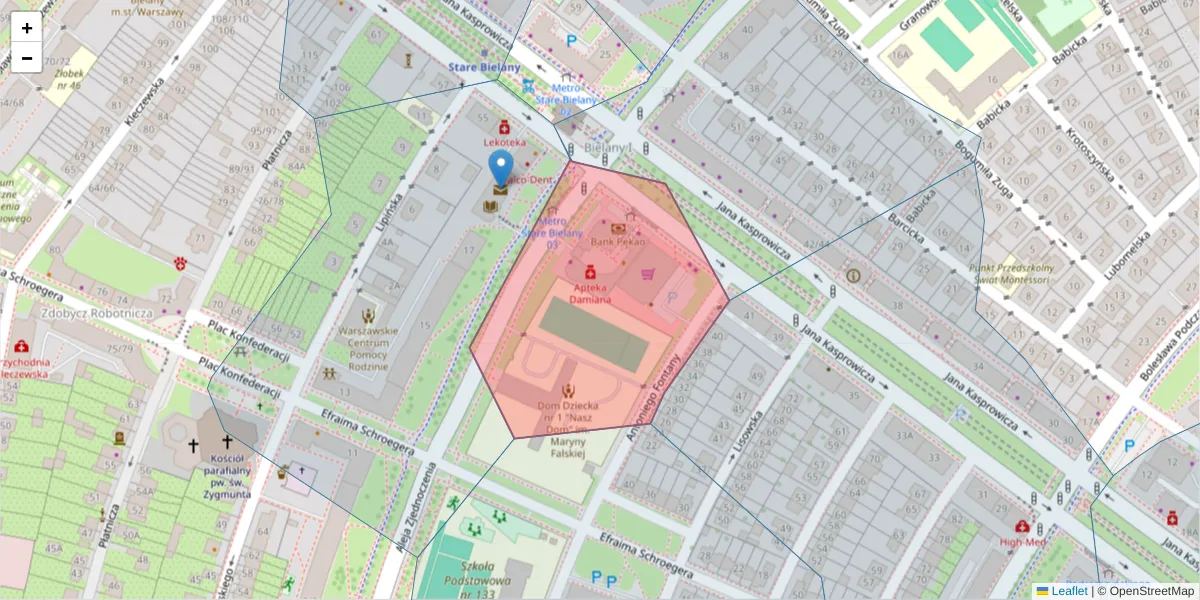 Szczegółowa mapa kodu pocztowego 01-830 z granicami, sąsiednimi kodami pocztowymi i urzędami pocztowymi