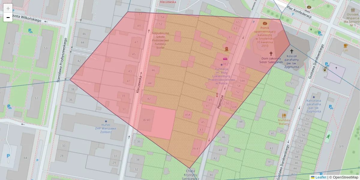Szczegółowa mapa kodu pocztowego 01-832 z granicami, sąsiednimi kodami pocztowymi i urzędami pocztowymi