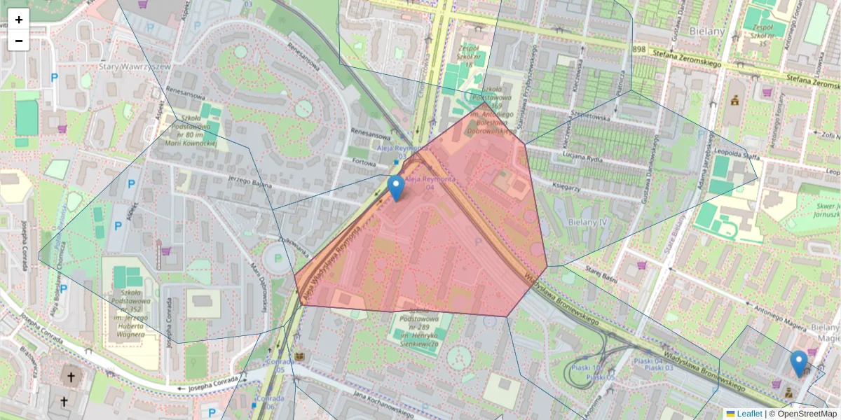 Szczegółowa mapa kodu pocztowego 01-842 z granicami, sąsiednimi kodami pocztowymi i urzędami pocztowymi