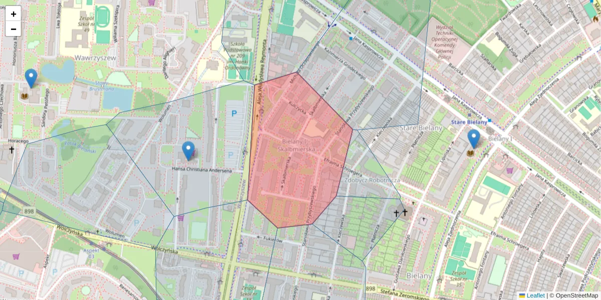 Szczegółowa mapa kodu pocztowego 01-845 z granicami, sąsiednimi kodami pocztowymi i urzędami pocztowymi