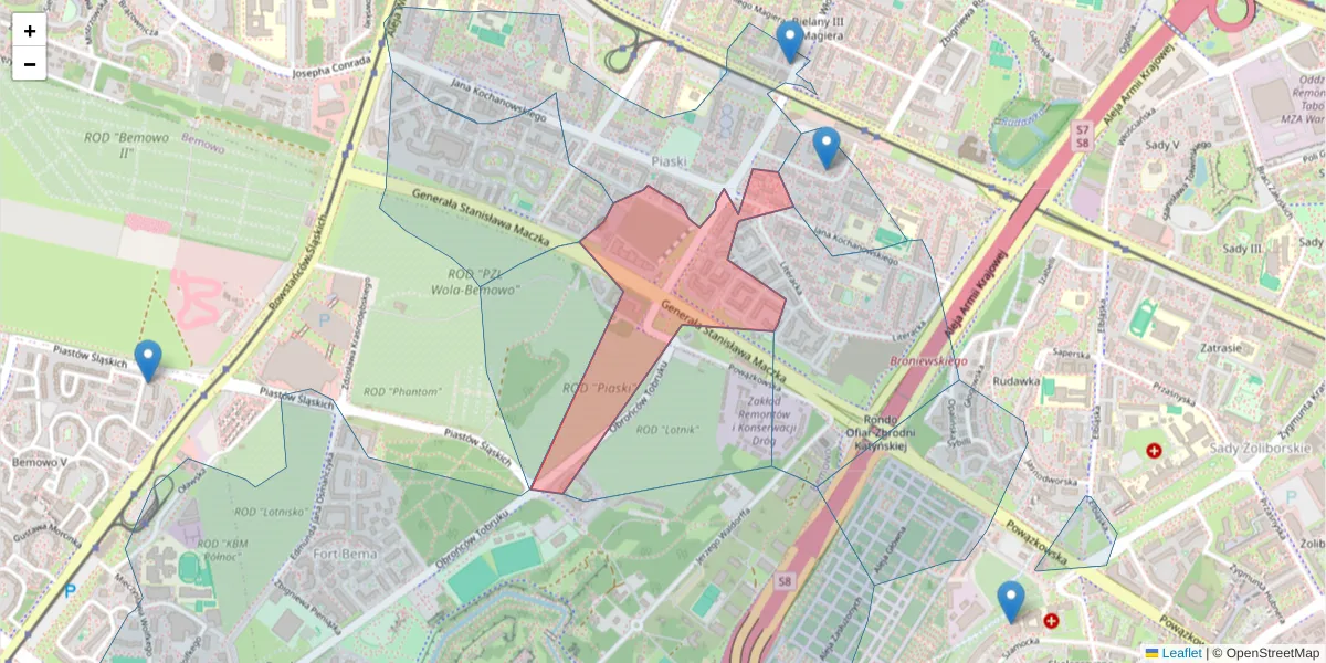 Szczegółowa mapa kodu pocztowego 01-858 z granicami, sąsiednimi kodami pocztowymi i urzędami pocztowymi