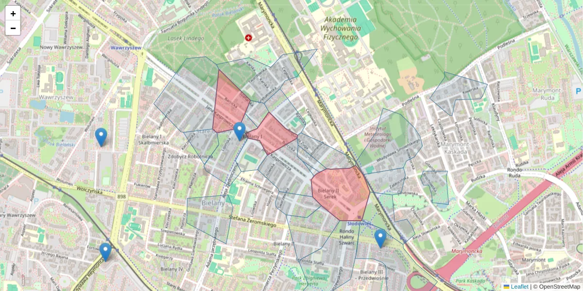Szczegółowa mapa kodu pocztowego 01-871 z granicami, sąsiednimi kodami pocztowymi i urzędami pocztowymi