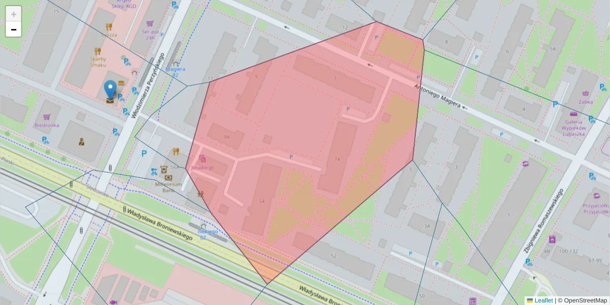 Szczegółowa mapa kodu pocztowego 01-872 z granicami, sąsiednimi kodami pocztowymi i urzędami pocztowymi