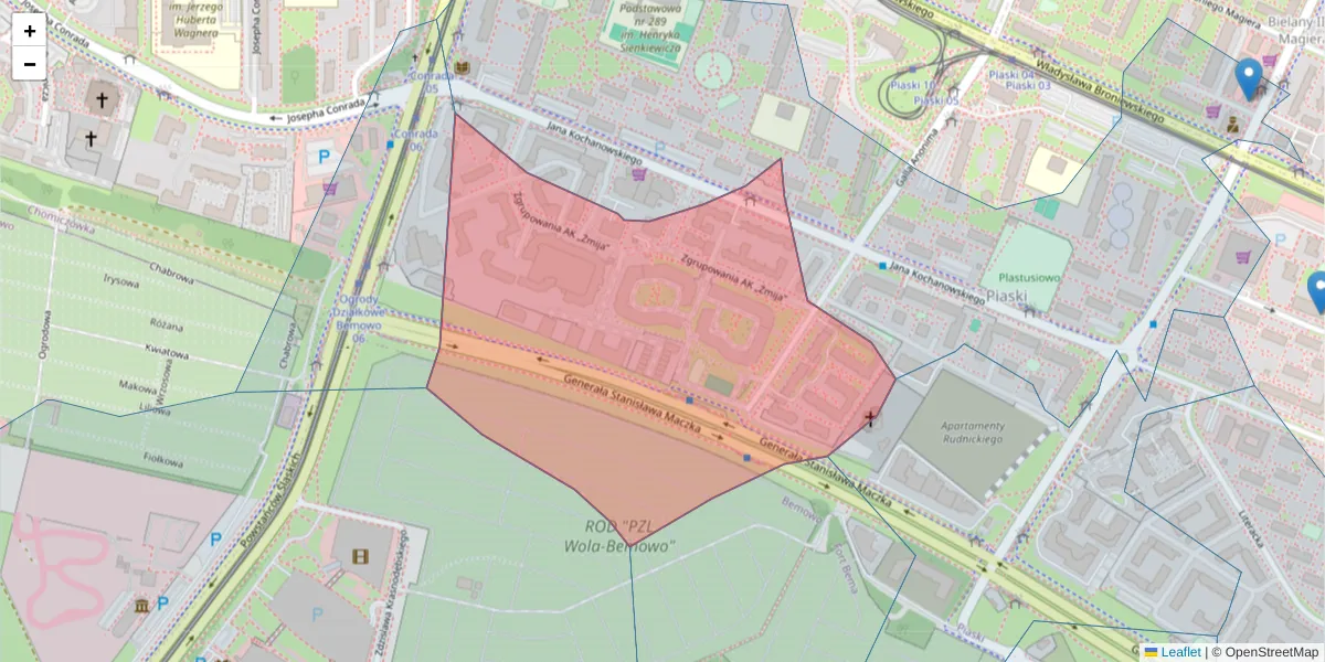 Szczegółowa mapa kodu pocztowego 01-875 z granicami, sąsiednimi kodami pocztowymi i urzędami pocztowymi