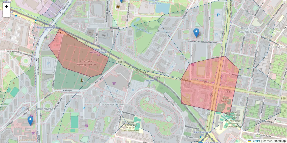 Szczegółowa mapa kodu pocztowego 01-908 z granicami, sąsiednimi kodami pocztowymi i urzędami pocztowymi