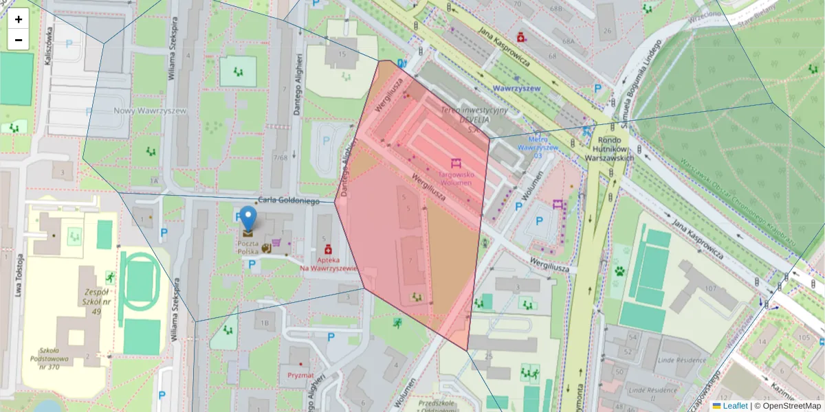 Szczegółowa mapa kodu pocztowego 01-915 z granicami, sąsiednimi kodami pocztowymi i urzędami pocztowymi