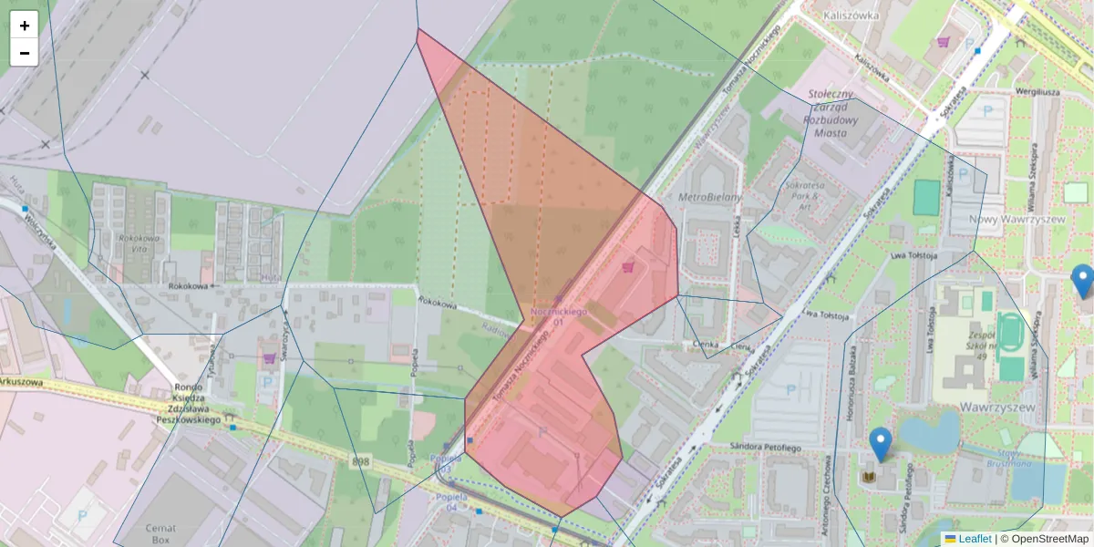 Szczegółowa mapa kodu pocztowego 01-918 z granicami, sąsiednimi kodami pocztowymi i urzędami pocztowymi