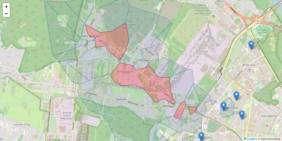 Szczegółowa mapa kodu pocztowego 01-919 z granicami, sąsiednimi kodami pocztowymi i urzędami pocztowymi