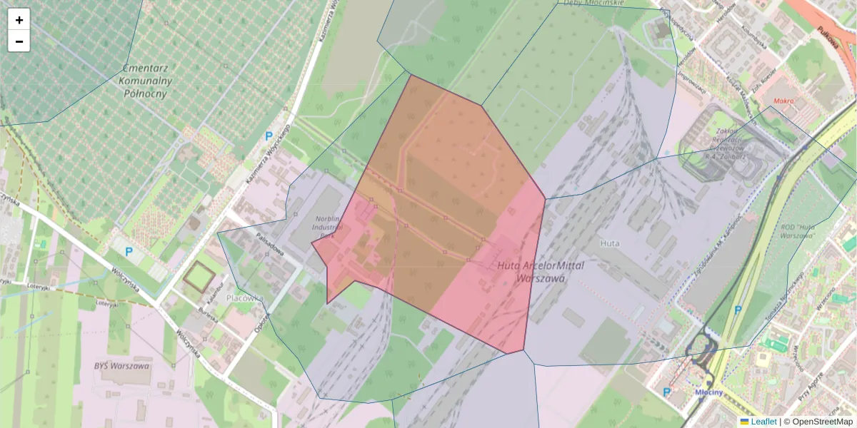 Szczegółowa mapa kodu pocztowego 01-942 z granicami, sąsiednimi kodami pocztowymi i urzędami pocztowymi