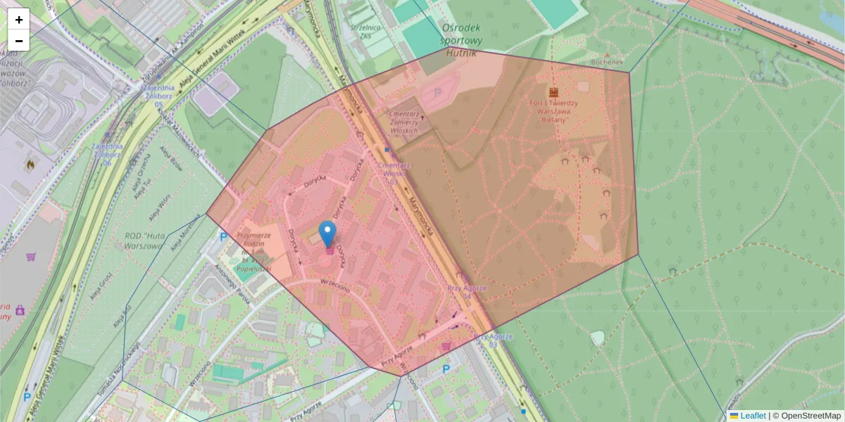Szczegółowa mapa kodu pocztowego 01-950 z granicami, sąsiednimi kodami pocztowymi i urzędami pocztowymi