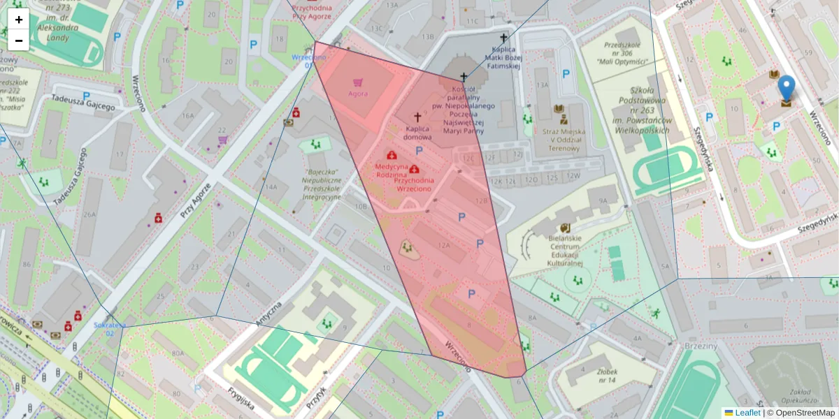 Szczegółowa mapa kodu pocztowego 01-961 z granicami, sąsiednimi kodami pocztowymi i urzędami pocztowymi