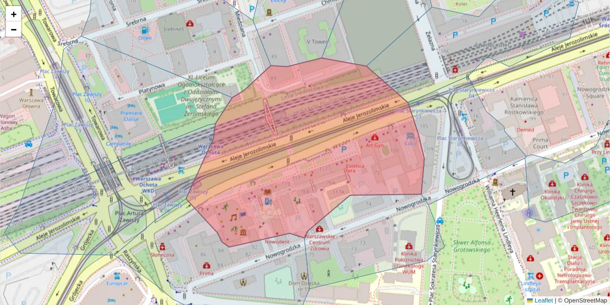 Szczegółowa mapa kodu pocztowego 02-017 z granicami, sąsiednimi kodami pocztowymi i urzędami pocztowymi