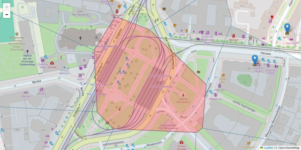 Szczegółowa mapa kodu pocztowego 02-029 z granicami, sąsiednimi kodami pocztowymi i urzędami pocztowymi