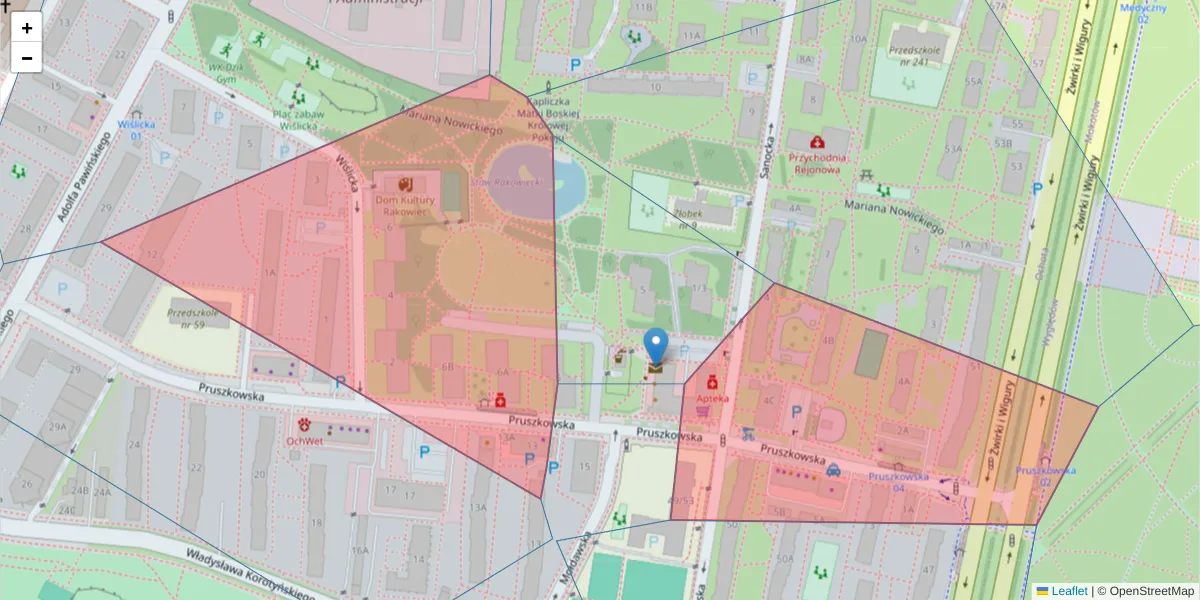 Szczegółowa mapa kodu pocztowego 02-118 z granicami, sąsiednimi kodami pocztowymi i urzędami pocztowymi