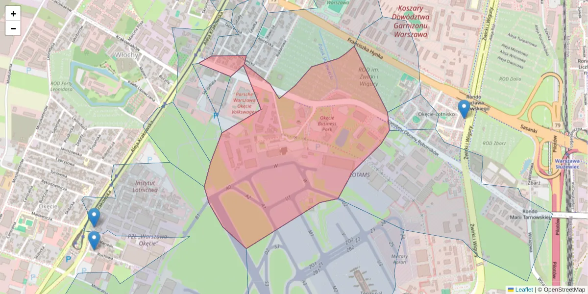 Szczegółowa mapa kodu pocztowego 02-146 z granicami, sąsiednimi kodami pocztowymi i urzędami pocztowymi