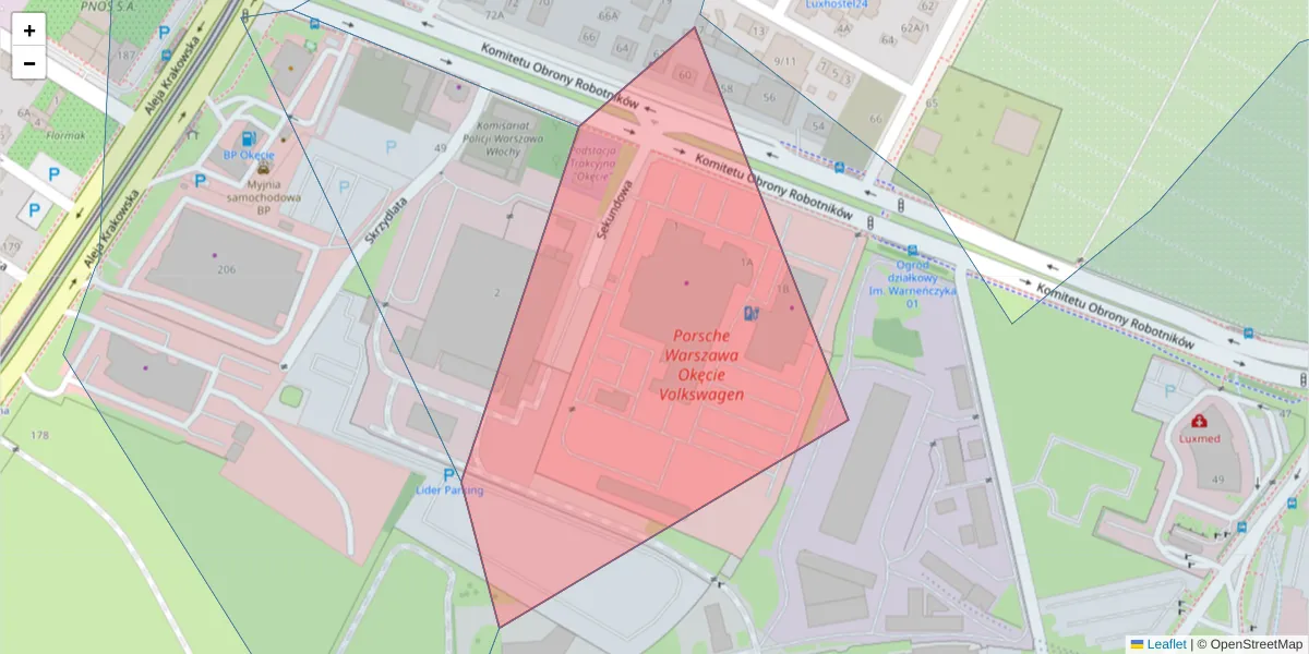 Szczegółowa mapa kodu pocztowego 02-178 z granicami, sąsiednimi kodami pocztowymi i urzędami pocztowymi